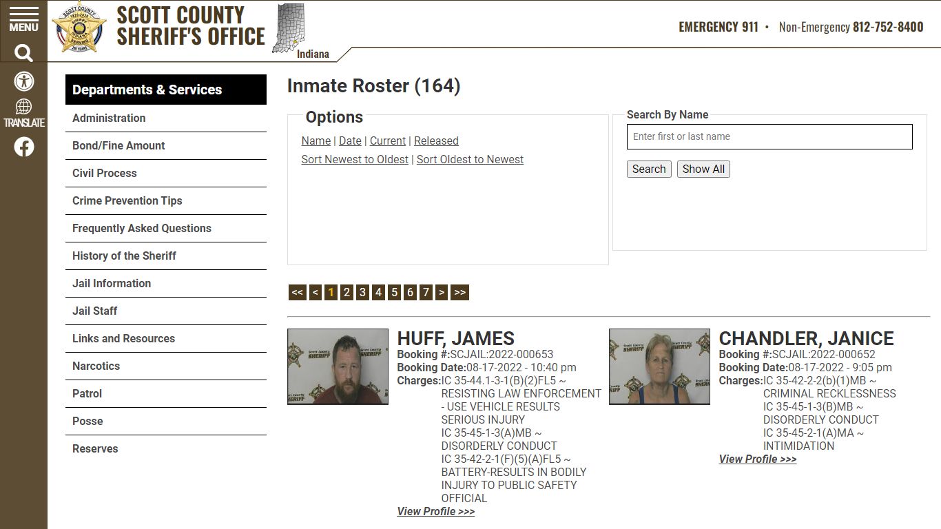 Inmate Roster (169) - Scott County Sheriff